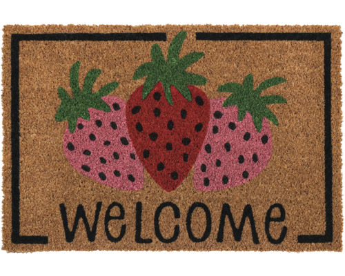 Fußmatte mit Erdbeermotiv und Willkommensgruß