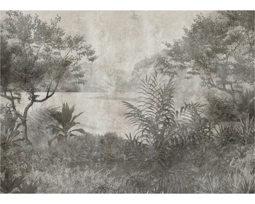Papier peint photo avec motif de paysage, comprenant des arbres et des plantes