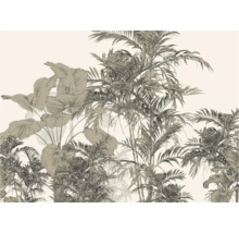 Illustration de palmiers et de plantes tropicales sur du papier peint