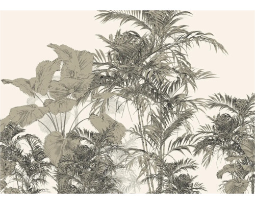 Illustration de palmiers et de plantes tropicales sur du papier peint