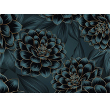 Papier peint à motifs floraux avec des dahlias et des feuilles