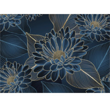 Motif floral avec feuilles et fleurs sur fond foncé