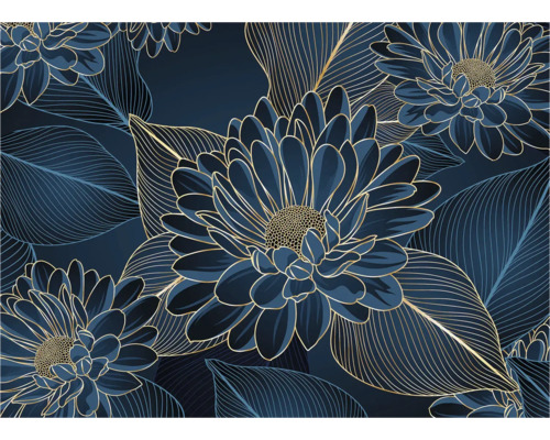 Motif floral avec feuilles et fleurs sur fond foncé