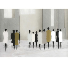 Illustration abstraite de personnes dans un environnement urbain