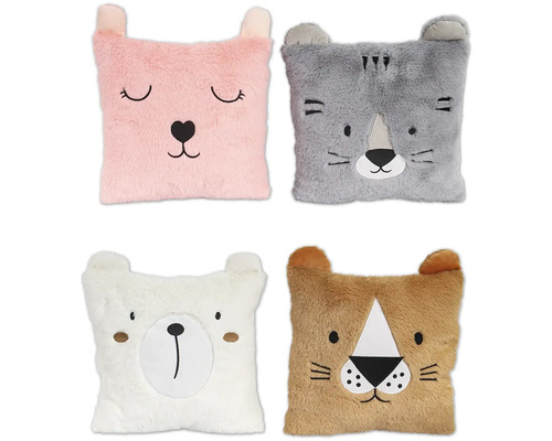 Coussin décoratif animal 30x30 cm choix du motif aléatoire Quatre coussins décoratifs pour enfants sur le thème des animaux