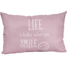 Dekokissen mit dem Schriftzug Life is better when you Smile