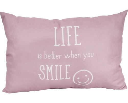 Dekokissen mit dem Schriftzug Life is better when you Smile