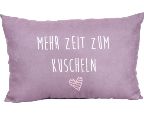 Rechteckiges Kissen mit dem Aufdruck Mehr Zeit zum Kuscheln