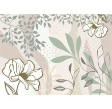 Abstraktes Blumendesign mit Blättern und Blüten als Wanddekoration