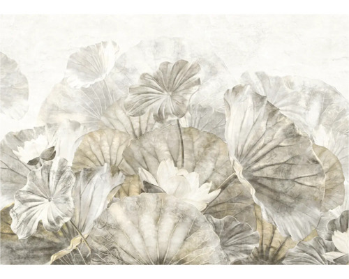 Wandbild mit Lotusblüten und Blättern