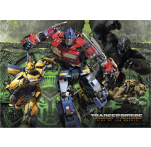 Transformers Rise of the Beasts Poster mit Bumblebee, Optimus Prime und einem Gorilla