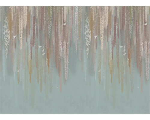 Papier peint avec motifs de plantes et d'oiseaux