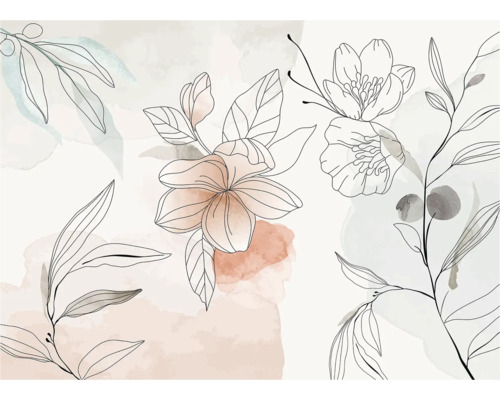 Illustration de fleurs et de feuilles sur fond clair