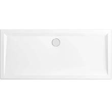 Receveur de douche rectangulaire avec bonde centrale.
