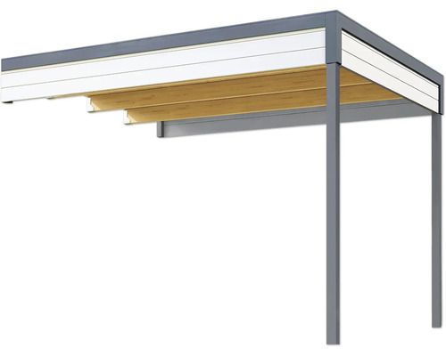 Pergola de terrasse autoportante en aluminium et bois