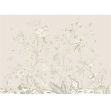 Papier peint décoratif avec motif floral, feuilles et oiseaux