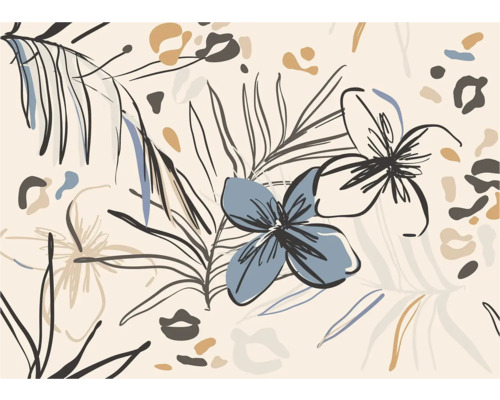 Motif décoratif avec des éléments floraux et des formes abstraites pour la décoration murale