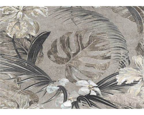 Carreau décoratif avec motif de fleurs et de feuilles