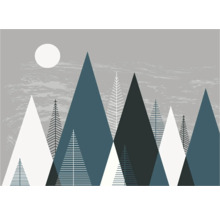 Dekoratives Wandbild mit stilisierter Berglandschaft und Mond