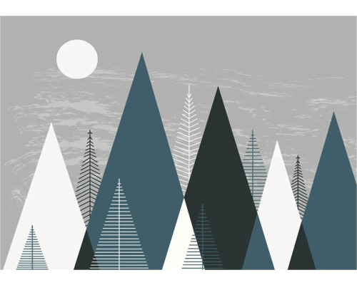 Dekoratives Wandbild mit stilisierter Berglandschaft und Mond