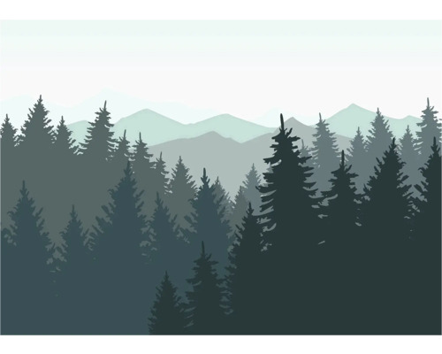 Illustration d'arbres et de montagnes
