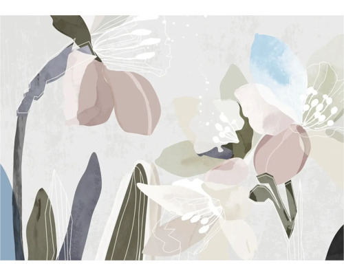 Peinture murale florale abstraite avec motifs floraux