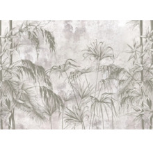 Papier peint avec motifs végétaux et surface structurée