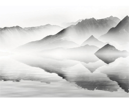 Abstraktes Berglandschaftsmuster mit Wasserreflexion