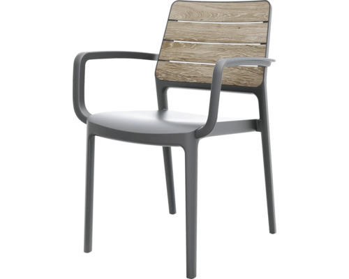 Chaise de jardin avec accoudoirs et aspect bois