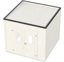 Gartenhaus aus Holz mit Doppeltür und Flachdach