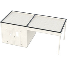 Abri de jardin avec extension et toit plat