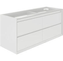 Meuble sous-vasque blanc avec quatre tiroirs pour la salle de bains.