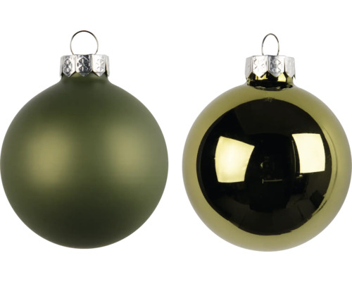 Weihnachtsbaumkugeln Glas Ø 6 cm grün 30 Stück Zwei Christbaumkugeln mit Aufhängung