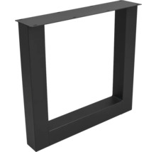 Pied de table en métal noir en forme de cadre rectangulaire avec plaque de montage.