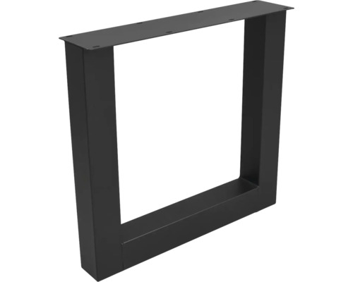 Pied de table en métal noir en forme de cadre rectangulaire avec plaque de montage.