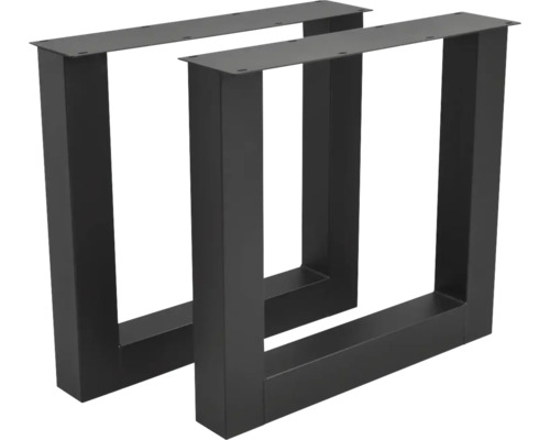 Pieds de table en forme de U en métal noir, lot de deux.