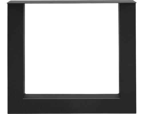 Pied de table en forme de U en acier noir pour tables à manger ou bureaux.