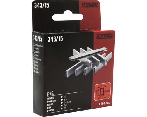 Agrafes JC Schwarz 343/15, 1200 pièces