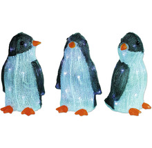 Trois pingouins décoratifs avec éclairage
