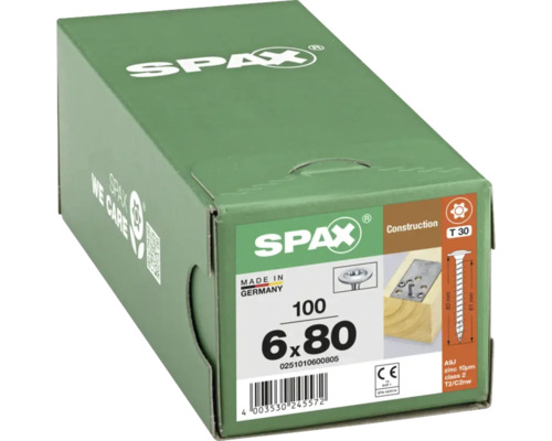 Vis universelles Spax 6 x 80 millimètres en emballage carton