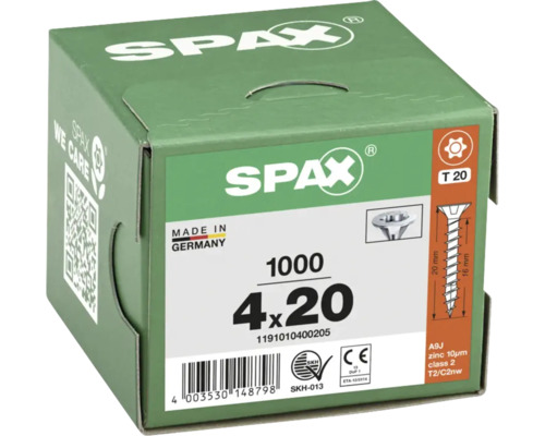 Boîte de 1000 vis SPAX, 4 x 20 millimètres