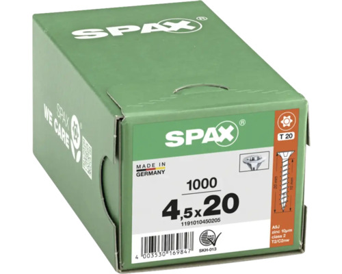 Schachtel mit 1000 Spax Schrauben, Größe 4,5x20
