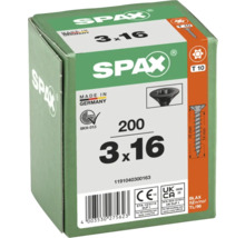 Paquet de vis Spax, 3x16 millimètres, 200 pièces
