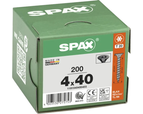 Vis universelles Spax, 4 x 40 millimètres, paquet de 200 pièces