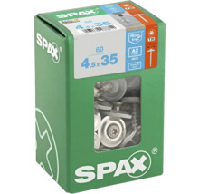 Vis universelles Spax en carton, 4,5 x 35 millimètres, 60 pièces, acier inoxydable A2