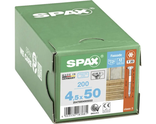 Vis de façade Spax 4,5x50 millimètres, paquet de 200 pièces