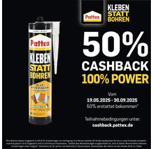 Pattex Kleben statt Bohren Express Montagekleber mit 50 Prozent Cashback Aktion