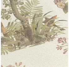 Tapete mit Baum-, Blumen- und Vogelmuster