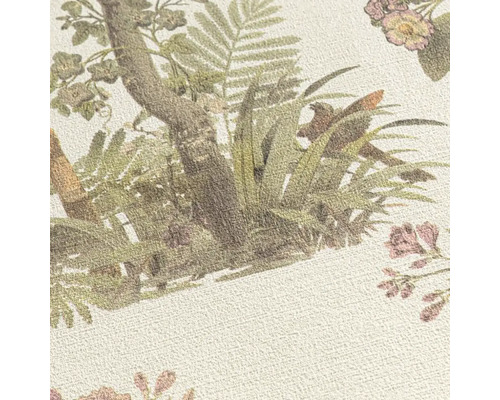 Tapete mit Baum-, Blumen- und Vogelmuster