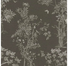 Tapete mit Blumenmuster, Pflanzen, Schmetterlingen und Vögeln